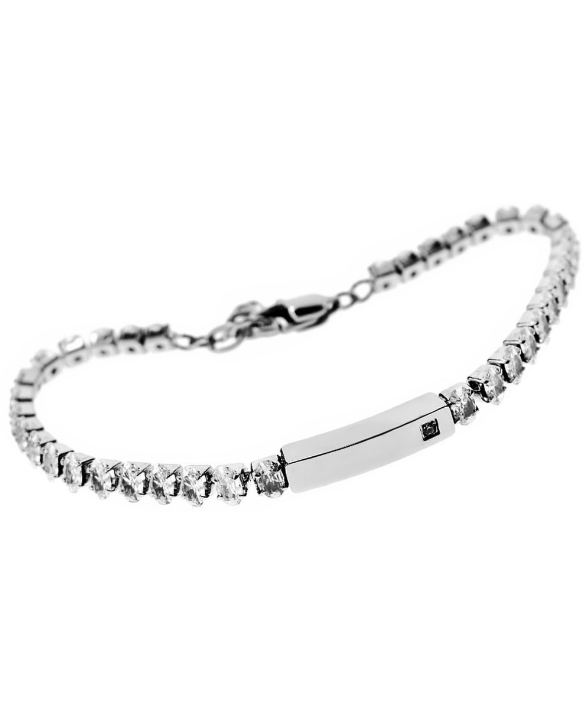 Ice Shadow Bracciale Tennis Uomo in Argento, Pietre Bianche e Nere